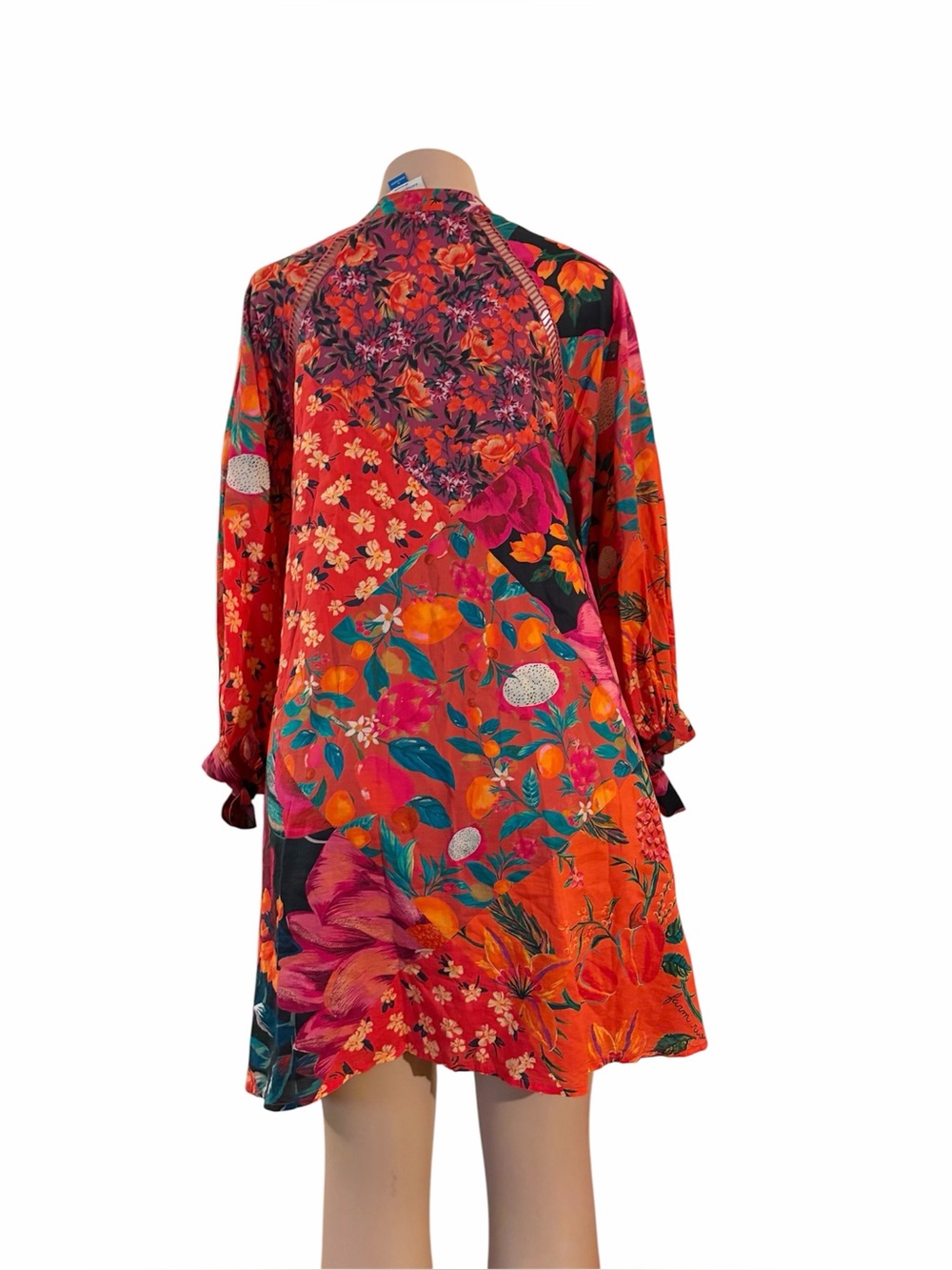 FARM Rio Red Multicolor Floral Button-Front Tunic Robe - Picture 6 of 11